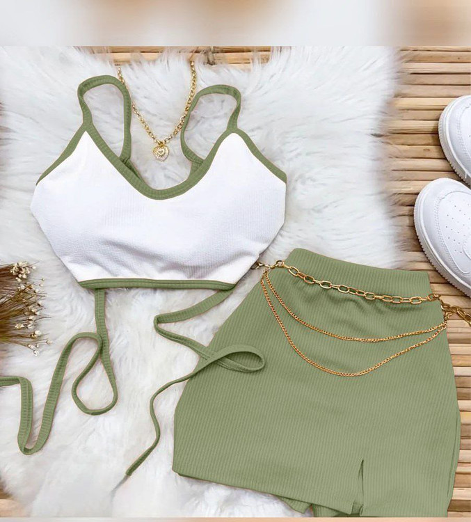 ست کراپ دامن راحتی زنانه