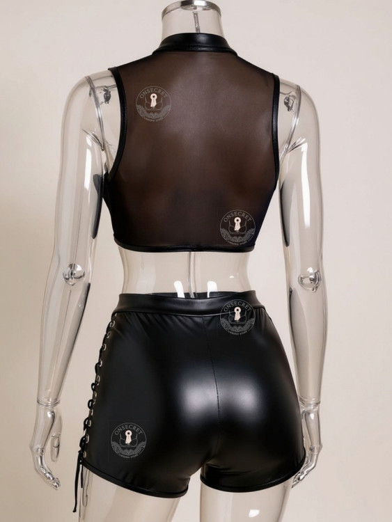 نیمتنه و شورت طرح چرم زنانه