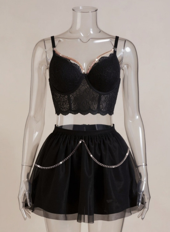 ست نیمتنه و دامن فانتزی زنانه زنجیردار