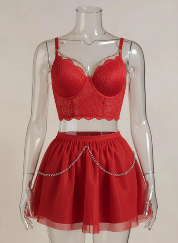 ست نیمتنه و دامن فانتزی زنانه زنجیردار