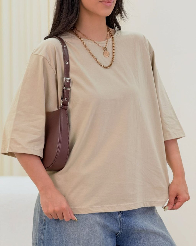 تیشرت باکسی زنانه/ مردانه ساده جنس نخ پنبه خنک تابستانی آستین سه ربع کد 80301