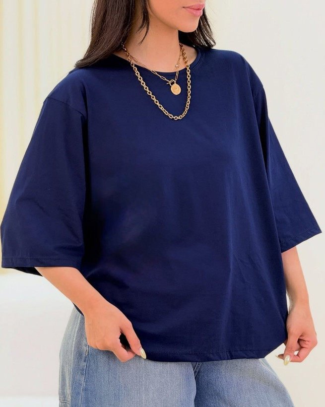 تیشرت باکسی زنانه/ مردانه ساده جنس نخ پنبه خنک تابستانی آستین سه ربع کد 80301