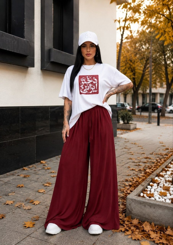 ست تیشرت باکسی و شلوار بگ زنانه