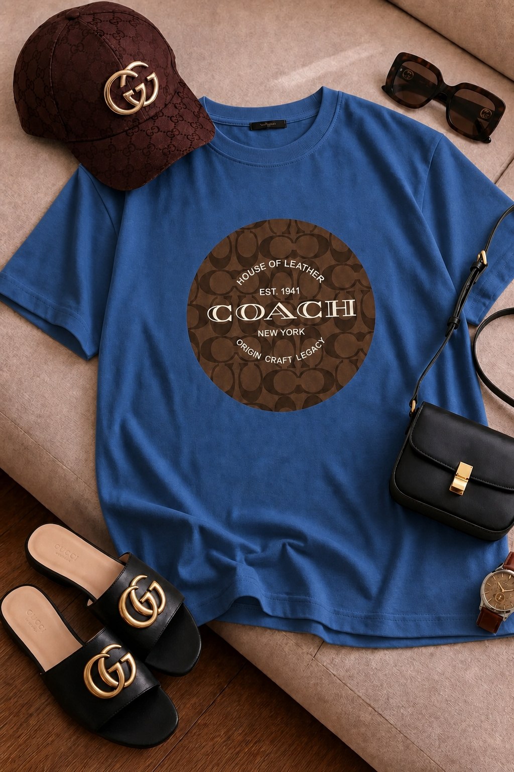تیشرت باکسی زنانه  چاپی طرح coach جتس نخ پنبه خنک تابستانی