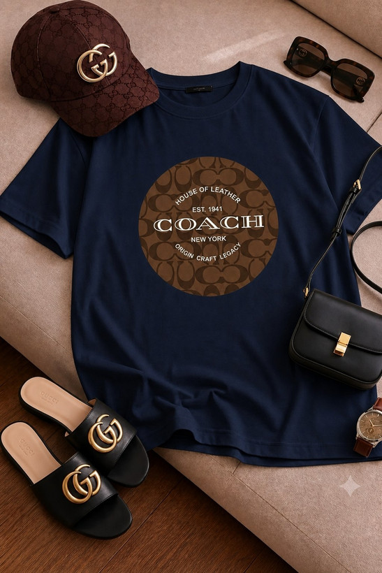 تیشرت باکسی زنانه چاپی طرح coach جتس نخ پنبه خنک تابستانی