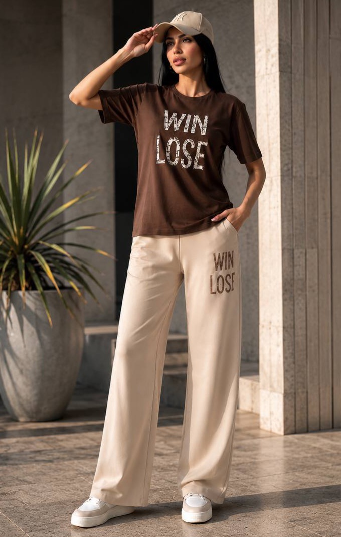 ست بلوز و شلوار زنانه ویسکوز مدل اسپرت win lose کد S937 ارسال رایگان