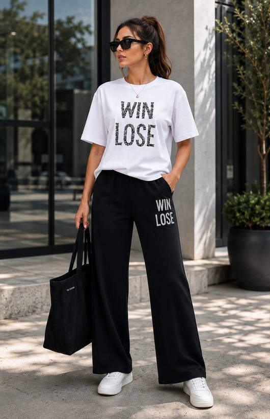 ست بلوز و شلوار زنانه ویسکوز مدل اسپرت win lose کد S937 ارسال رایگان