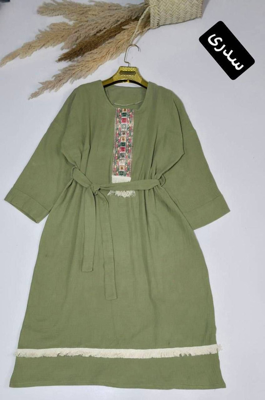 کفتان زنانه موسلین دبل فیس نوار کنفی کد ۱۵۵۸۸ ارسال رایگان