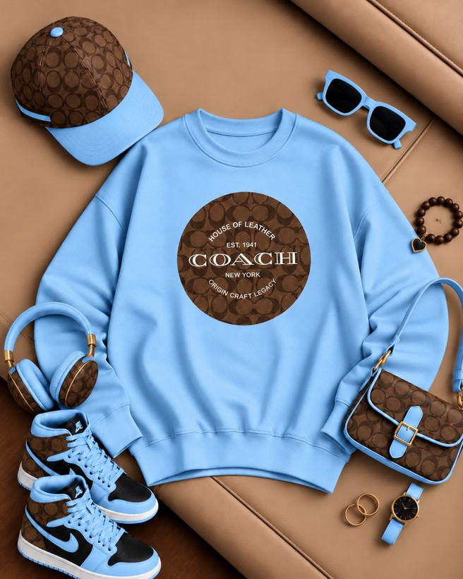 بلوز دورس زنانه توکرکی یقه گرد طرح Coach کد 80762